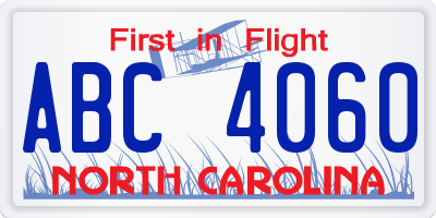 NC license plate ABC4060