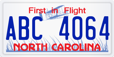 NC license plate ABC4064