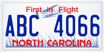 NC license plate ABC4066