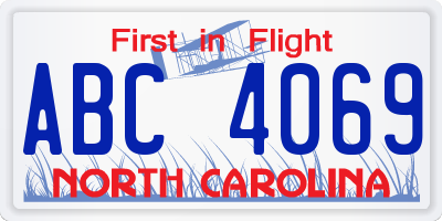 NC license plate ABC4069