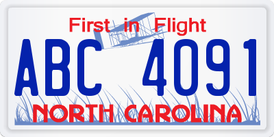 NC license plate ABC4091