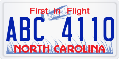 NC license plate ABC4110