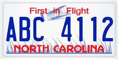 NC license plate ABC4112