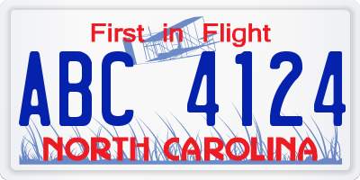 NC license plate ABC4124