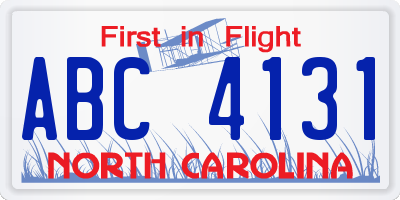 NC license plate ABC4131