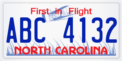 NC license plate ABC4132
