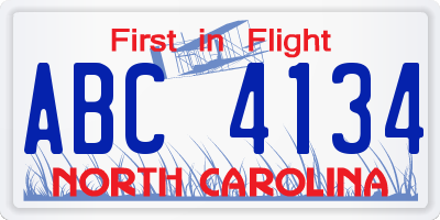 NC license plate ABC4134