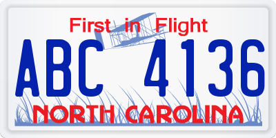NC license plate ABC4136