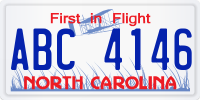 NC license plate ABC4146