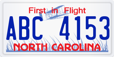 NC license plate ABC4153