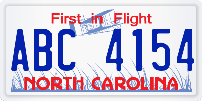 NC license plate ABC4154