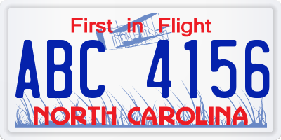 NC license plate ABC4156