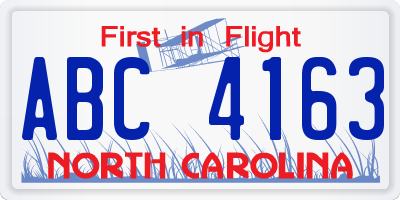 NC license plate ABC4163