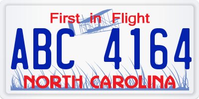 NC license plate ABC4164