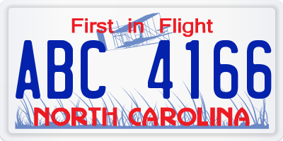 NC license plate ABC4166
