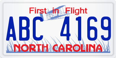 NC license plate ABC4169