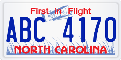 NC license plate ABC4170