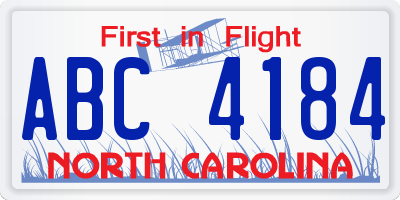 NC license plate ABC4184