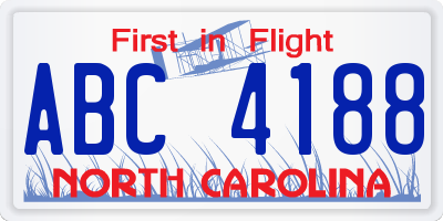 NC license plate ABC4188