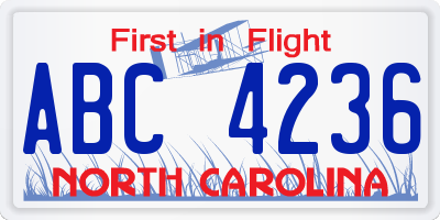 NC license plate ABC4236
