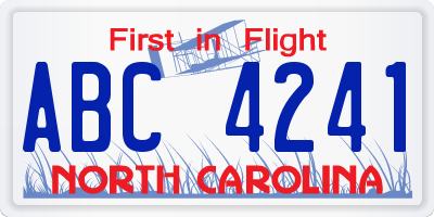 NC license plate ABC4241