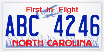 NC license plate ABC4246