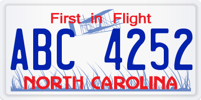 NC license plate ABC4252