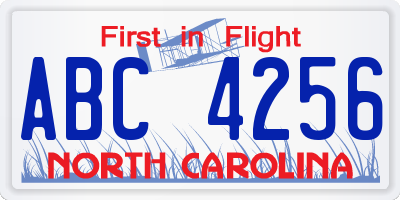 NC license plate ABC4256