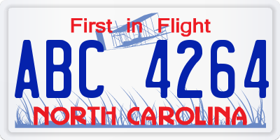 NC license plate ABC4264