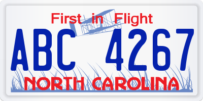 NC license plate ABC4267