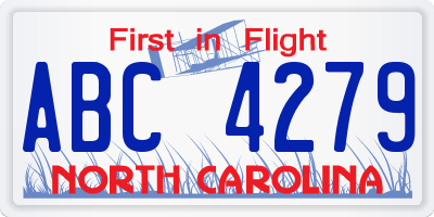 NC license plate ABC4279