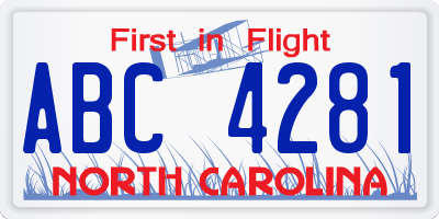 NC license plate ABC4281