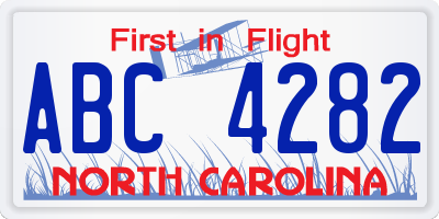 NC license plate ABC4282