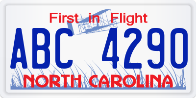 NC license plate ABC4290