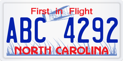 NC license plate ABC4292