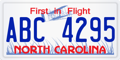 NC license plate ABC4295