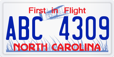 NC license plate ABC4309
