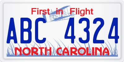 NC license plate ABC4324