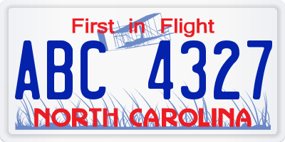 NC license plate ABC4327
