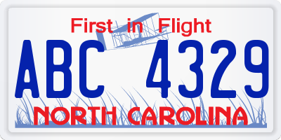 NC license plate ABC4329