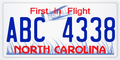 NC license plate ABC4338