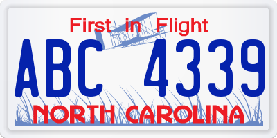 NC license plate ABC4339