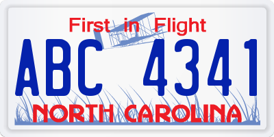 NC license plate ABC4341