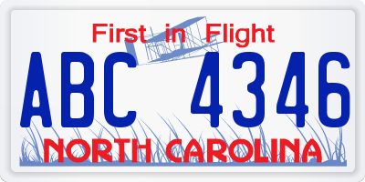 NC license plate ABC4346