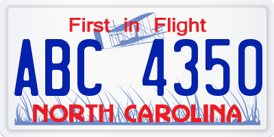 NC license plate ABC4350