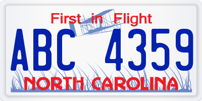 NC license plate ABC4359