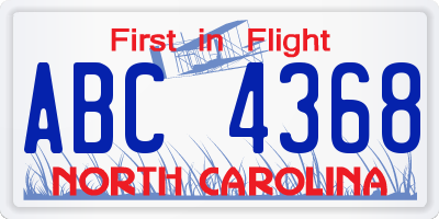NC license plate ABC4368