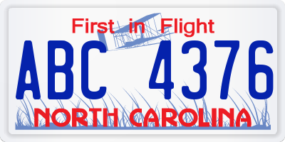 NC license plate ABC4376