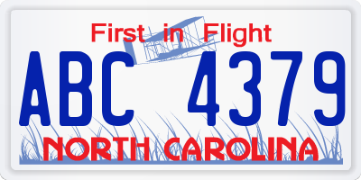 NC license plate ABC4379