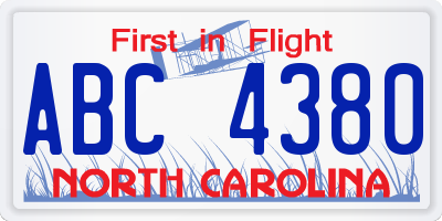 NC license plate ABC4380